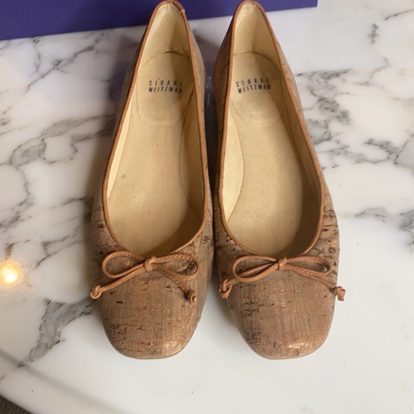 Stuart Weitzman Stringon Metalic Cork Ballet Flats - Picture 4 of 7